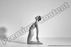 Nude Yoga poses Woman White Moving poses Slim long brown Dynamic poses Pinup